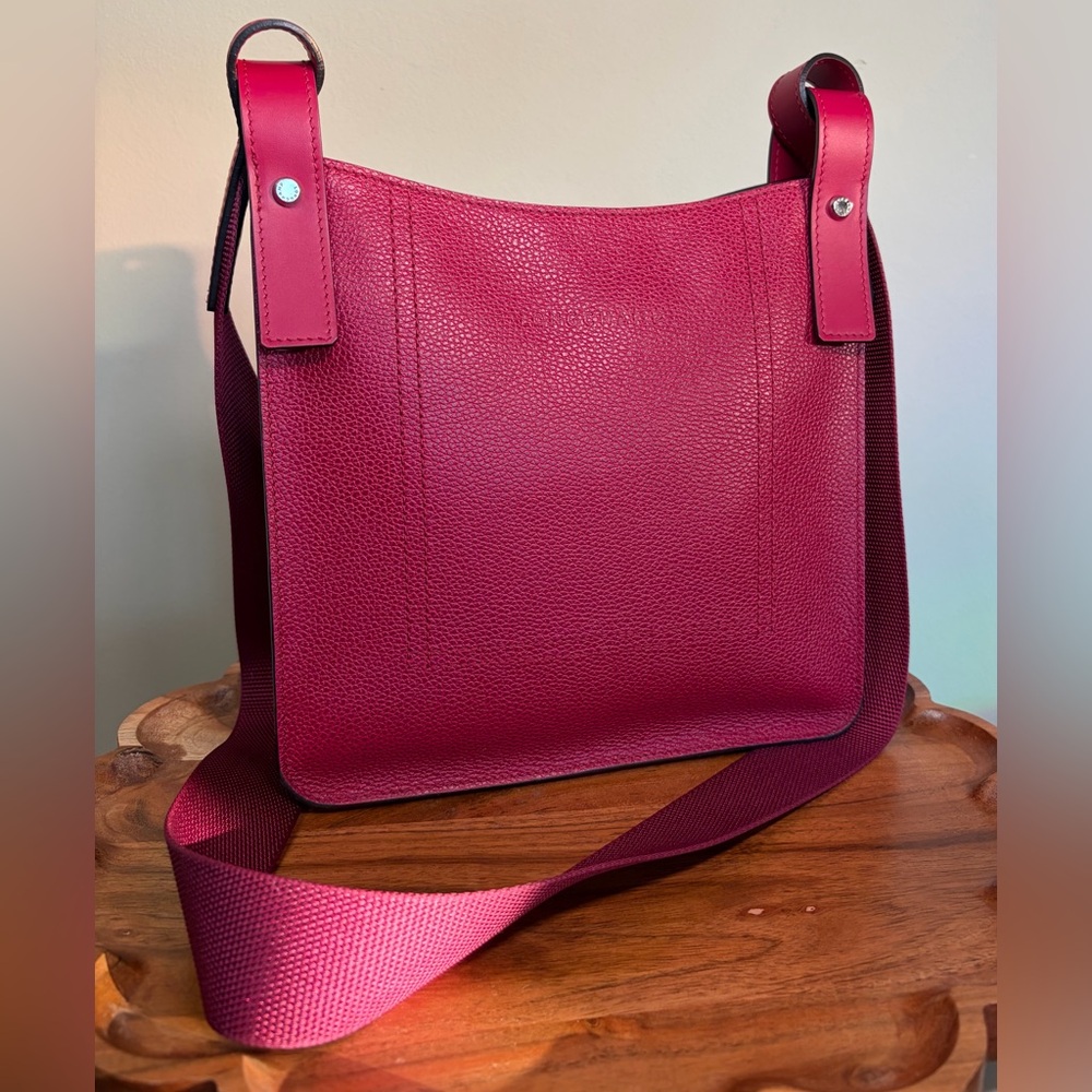 Longchamp Le’Foulonne S Leather Crossbody Beetroot Magenta Like New